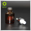 Round amber color e-liquid 30 ml glass metal bottle with aluminium cap